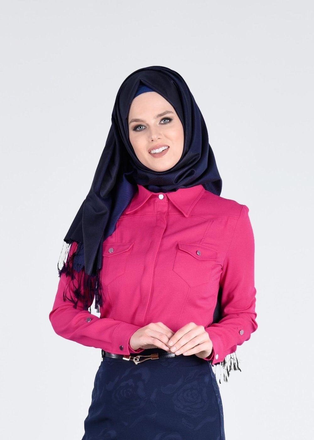 Tesettür giyim FUŞYA T 4377 Nora Bluz-Alv Fashion