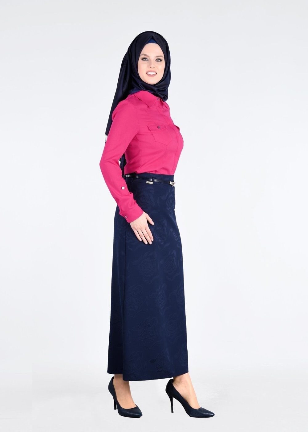 Tesettür giyim FUŞYA T 4377 Nora Bluz-Alv Fashion