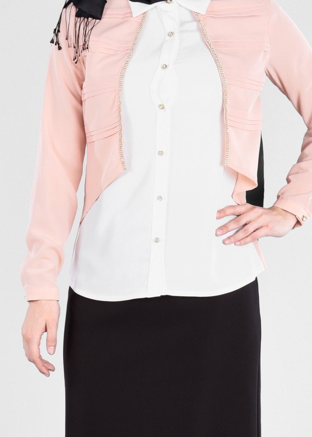 Tesettür giyim PUDRA T 4434 Criss Tesettür Bluz-Alv Fashion