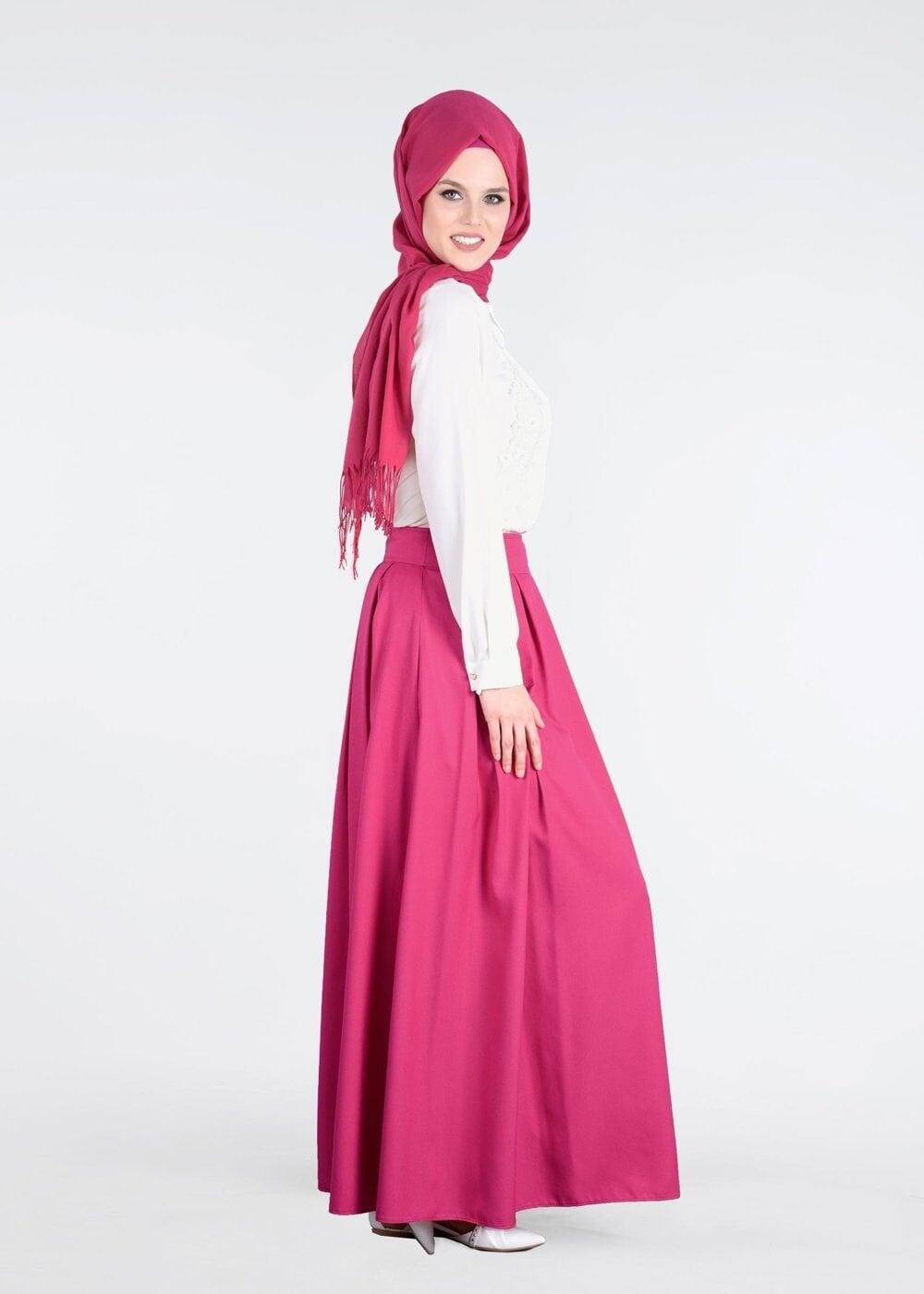 Tesettür giyim KREM GÜPÜR DETAYLI BONCUKLU BLUZ 4438 