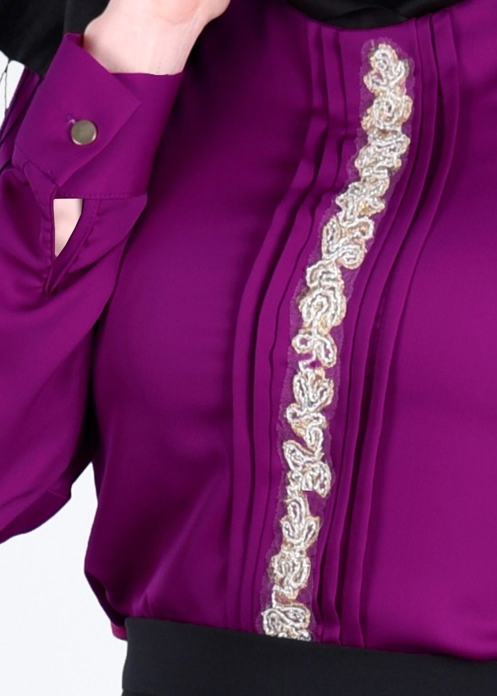 Tesettür giyim MOR NAKIŞLI BLUZ 4476 