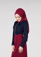 Tesettür giyim LACİVERT NAKIŞLI BLUZ 4476 