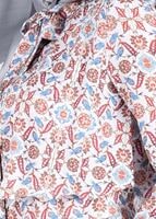 Tesettür giyim MOR YAKASI BAĞLAMA DETAYLI DESENLİ BLUZ 4627 