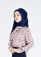 Tesettür giyim KAHVE YAKASI BAĞLAMA DETAYLI DESENLİ BLUZ 4627 
