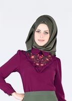 Vêtements hijab POURPRE BLOUSE DÉTAILS BRODÉS 4975