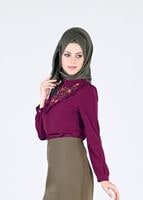 Vêtements hijab POURPRE BLOUSE DÉTAILS BRODÉS 4975