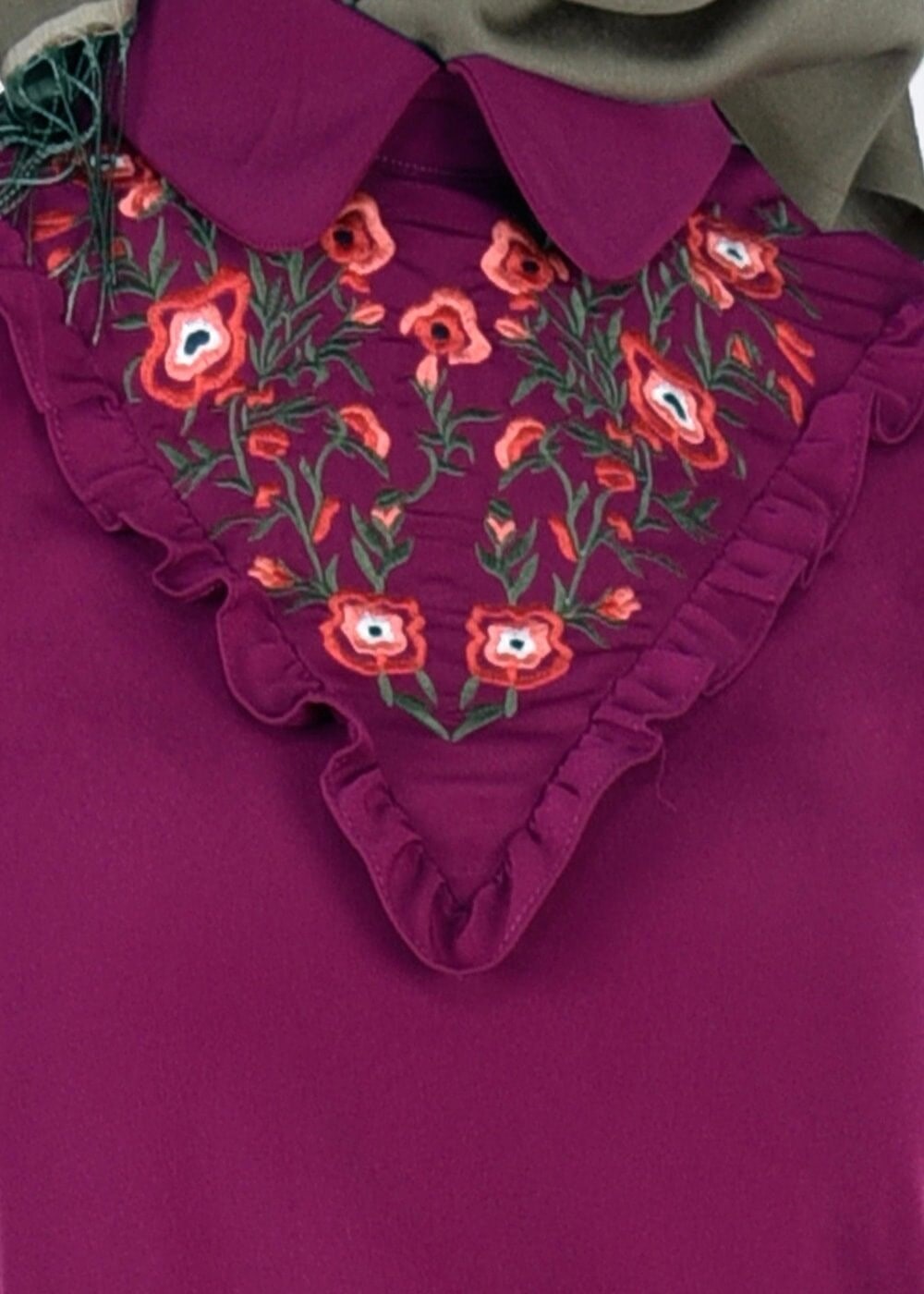 Vêtements hijab POURPRE BLOUSE DÉTAILS BRODÉS 4975