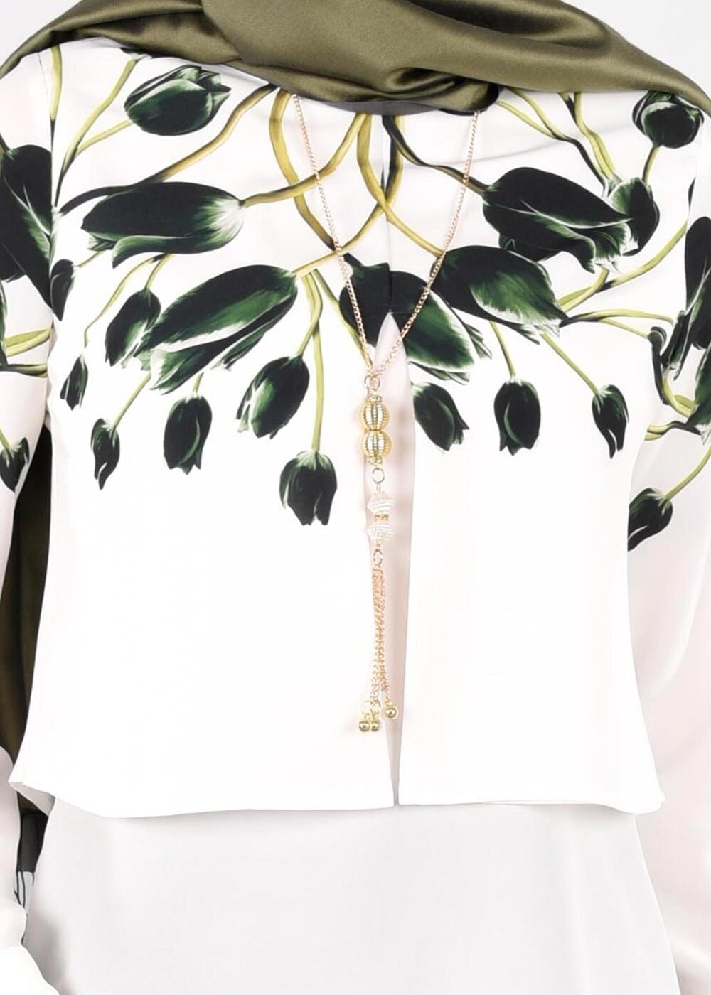 Hijab clothing CREAM LILLY PATTERN BLOUSE 5165 