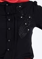 Vêtements hijab NOIR BLOUSE À BOUTONS AVEC DÉTAILS BRODÉS 5875