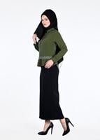 Tesettür giyim YEŞİL GÜPÜR DETAYLI BLUZ 6381 