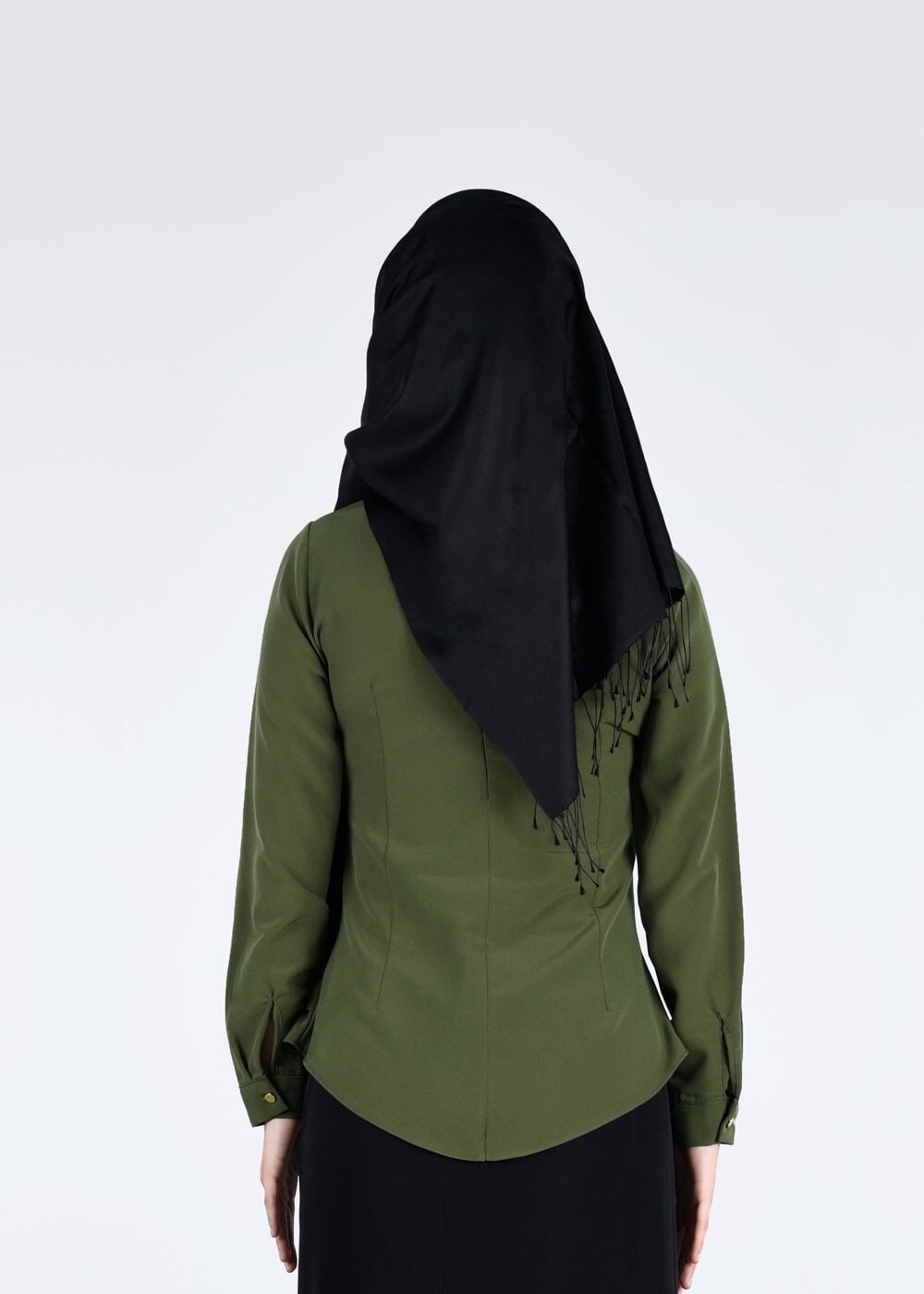 Tesettür giyim YEŞİL GÜPÜR DETAYLI BLUZ 6381 