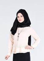 Tesettür giyim PEMBE GÜPÜR DETAYLI BLUZ 6381 