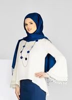 Tesettür giyim KREM GÜPÜR DETAYLI BLUZ 7381 