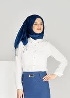 Tesettür giyim KREM GÜPÜR DETAYLI BLUZ 8381 