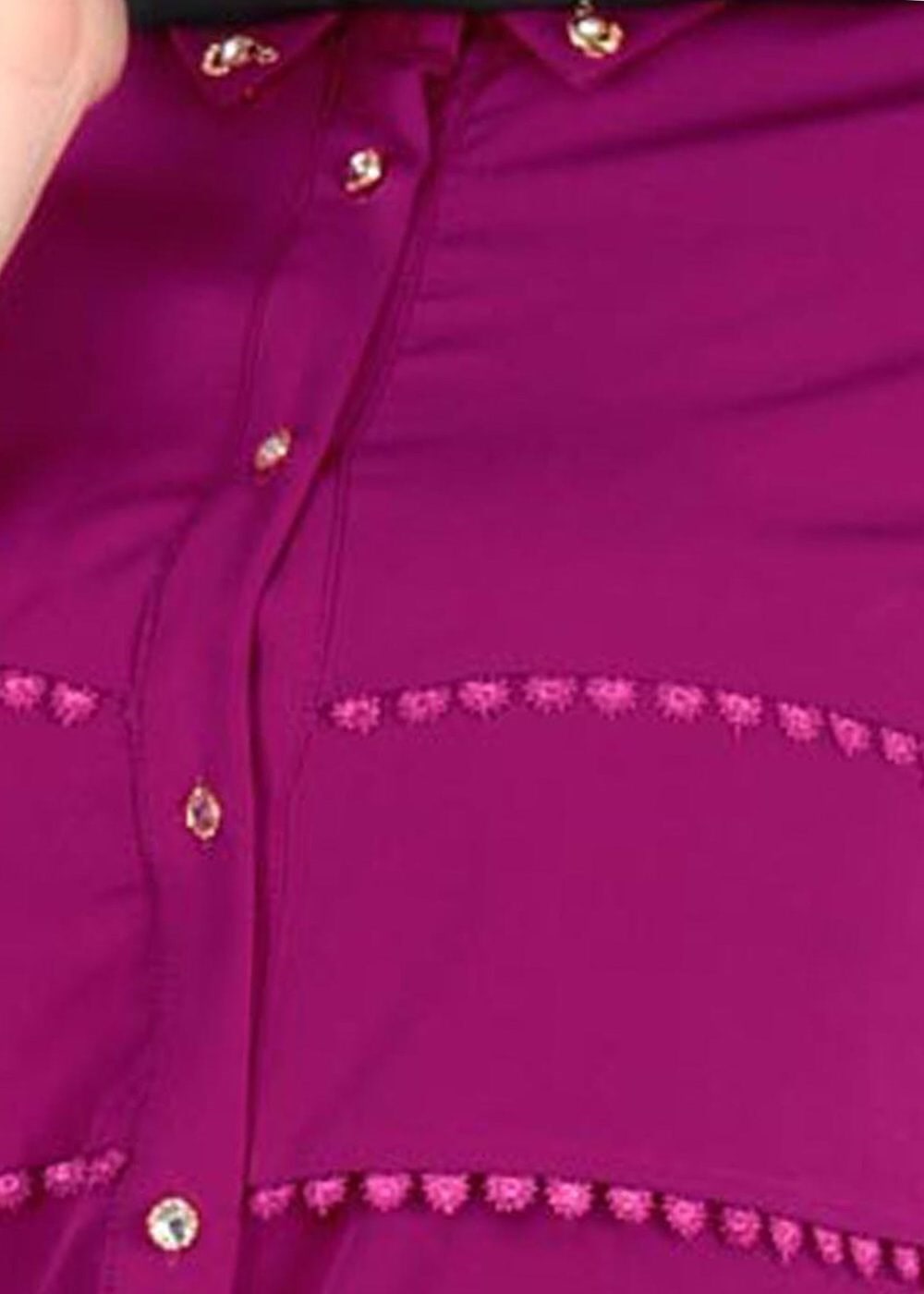 Tesettür giyim FUŞYA GÜPÜR DETAYLI BLUZ 8381 