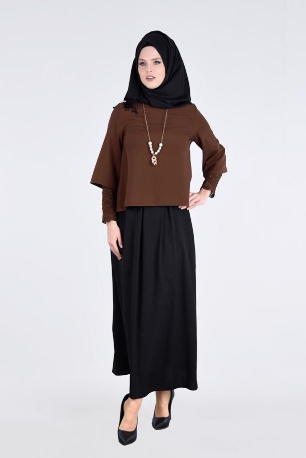 Vêtements hijab  T 9131 Kasırga-Dantelli Bluz - TRENDTESETTÜR