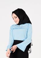 Tesettür giyim MAVİ FIRFIR DETAYLI BLUZ 9381 