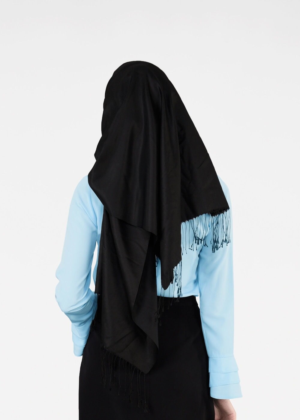 Tesettür giyim MAVİ FIRFIR DETAYLI BLUZ 9381 