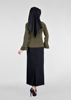 Tesettür giyim HAKİ FIRFIR DETAYLI BLUZ 9381 