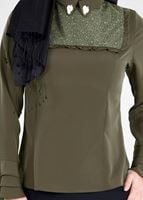 Tesettür giyim HAKİ FIRFIR DETAYLI BLUZ 9381 