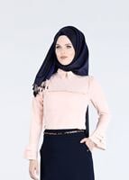 Tesettür giyim PUDRA FIRFIR DETAYLI BLUZ 9381 
