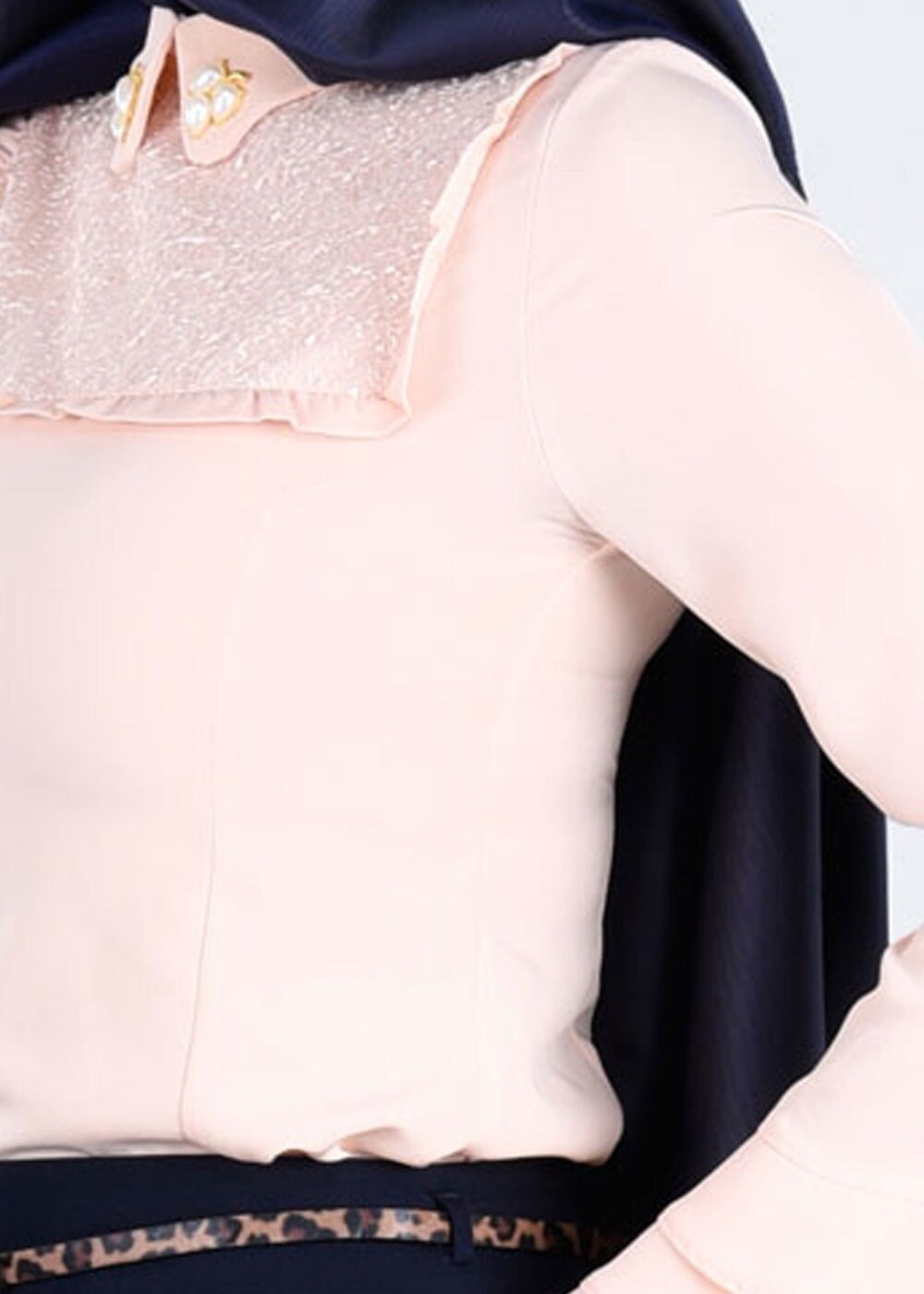 Tesettür giyim PUDRA FIRFIR DETAYLI BLUZ 9381 