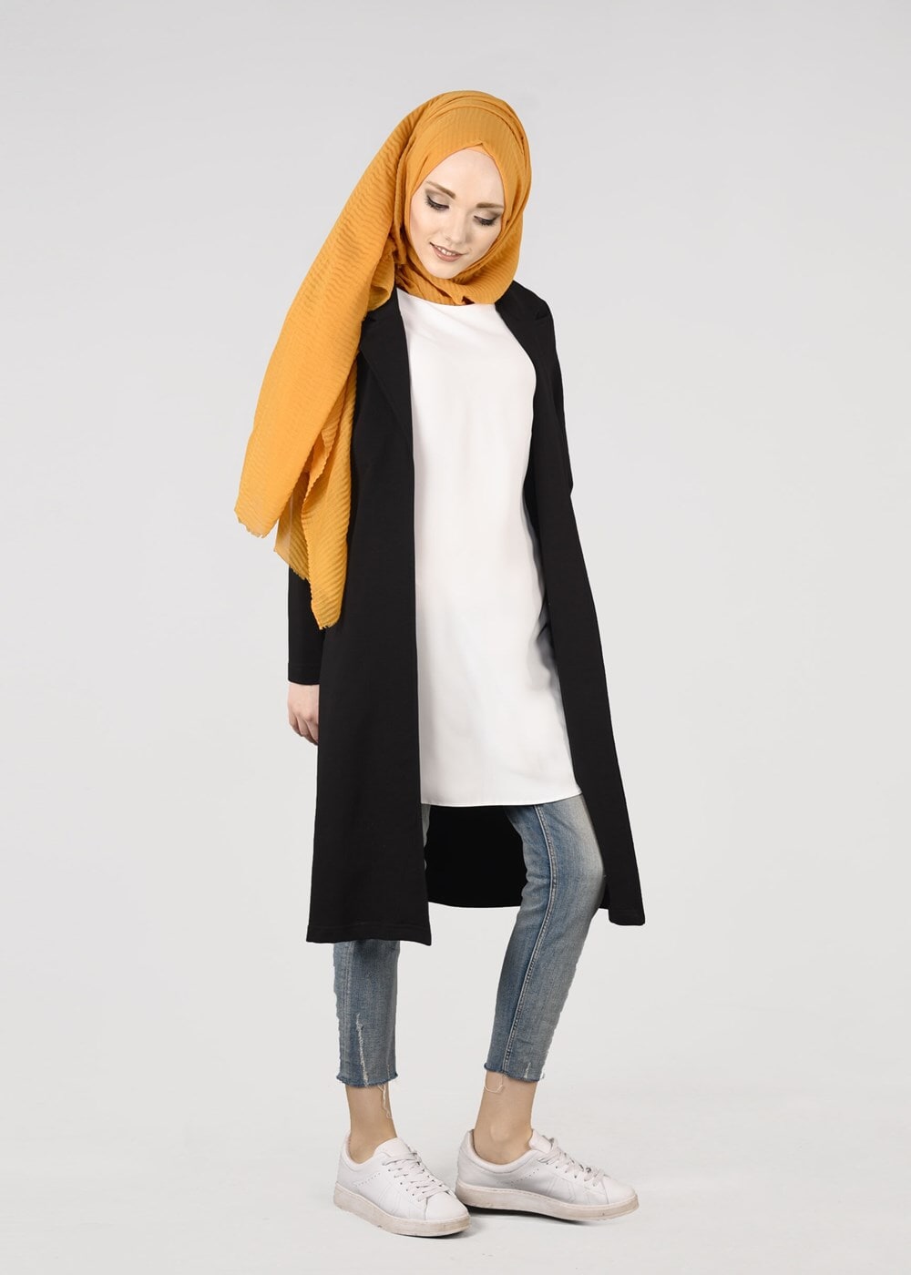 Tesettür giyim SİYAH T 0821 Cep Detaylı SporTesettür Ceket-Bwest