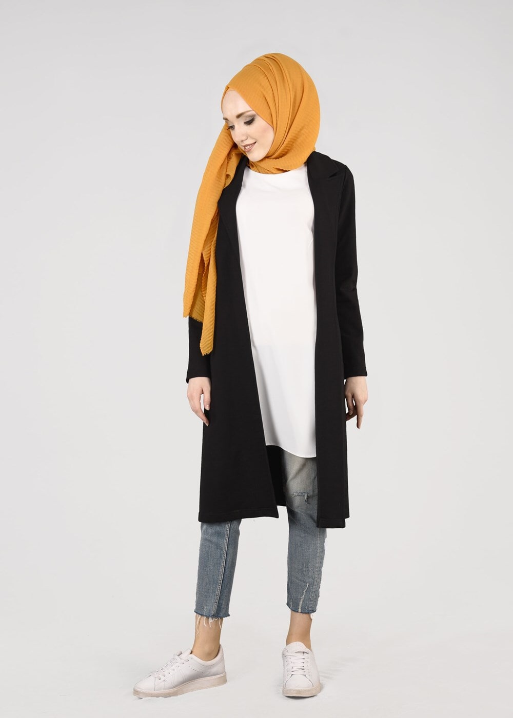 Tesettür giyim SİYAH T 0821 Cep Detaylı SporTesettür Ceket-Bwest