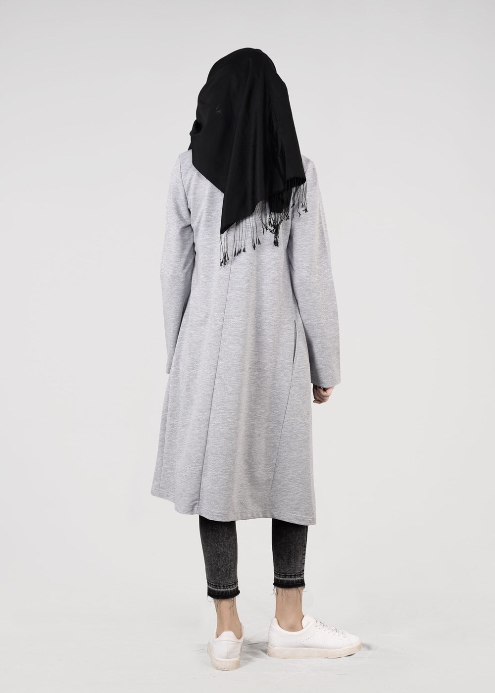 Tesettür giyim GRİ T 0821 Cep Detaylı SporTesettür Ceket-Bwest