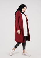 Tesettür giyim BORDO T 0821 Cep Detaylı SporTesettür Ceket-Bwest