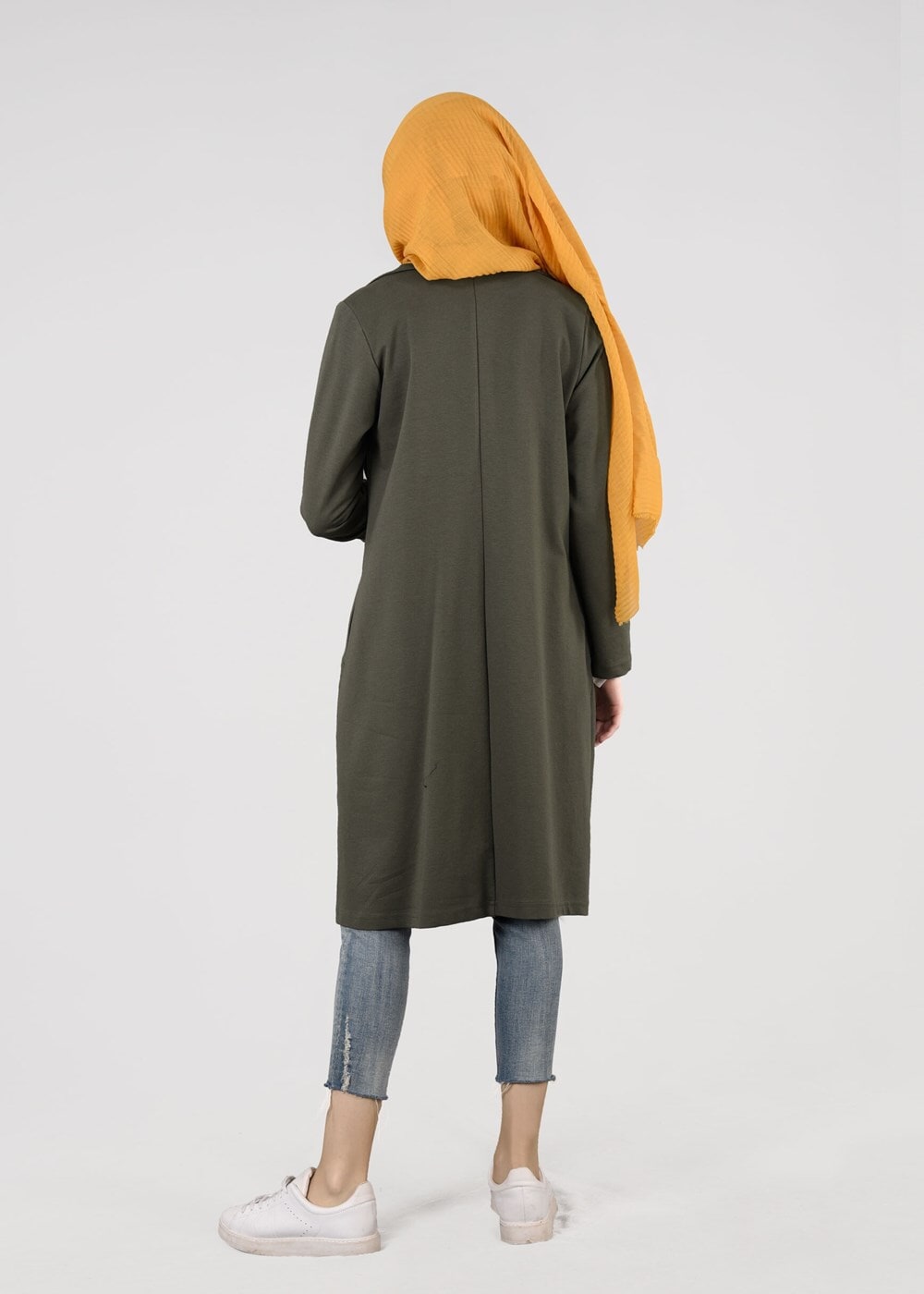 Tesettür giyim HAKİ T 0821 Cep Detaylı SporTesettür Ceket-Bwest