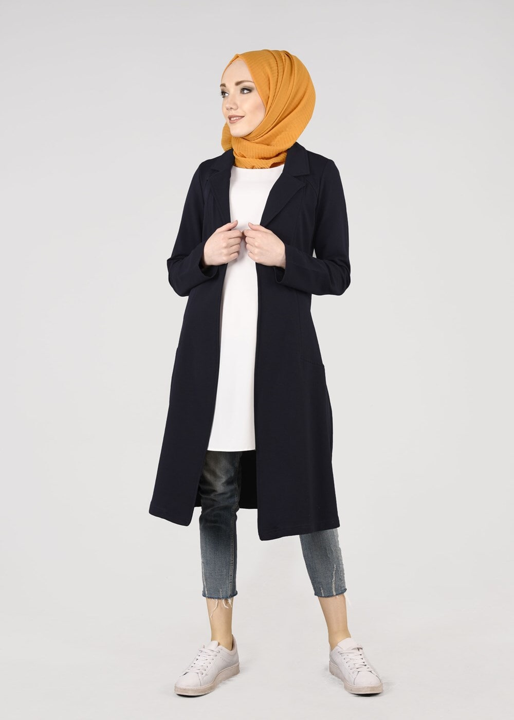 Tesettür giyim LACİVERT T 0821 Cep Detaylı SporTesettür Ceket-Bwest