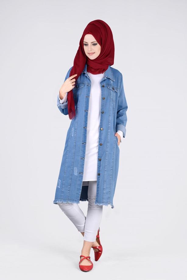 Vêtements hijab  T 1985 Yılmazlar- Nakış Detaylı Ceket - TRENDTESETTÜR