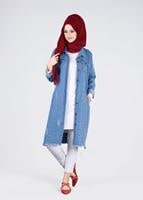 Vêtements hijab BLEU MARINE T 1985 Yılmazlar- Nakış Detaylı Ceket