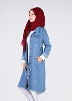 Vêtements hijab BLEU MARINE T 1985 Yılmazlar- Nakış Detaylı Ceket