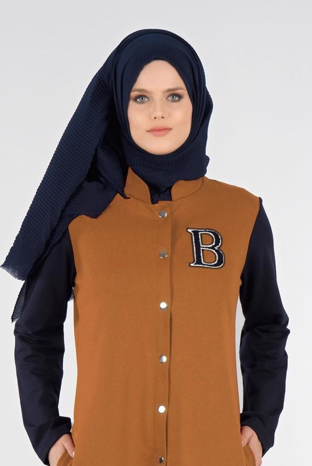 Tesettür giyim TURUNCU T 3911 Önden Cıtcıtlı Spor Tesettür Ceket-Bwest - TRENDTESETTÜR
