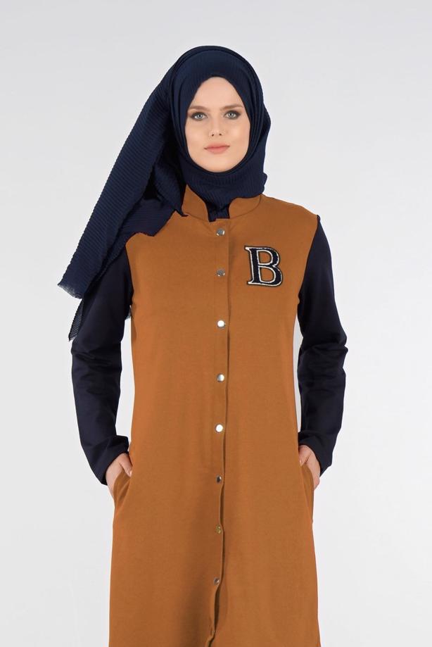 Tesettür giyim TURUNCU T 3911 Önden Cıtcıtlı Spor Tesettür Ceket-Bwest - TRENDTESETTÜR