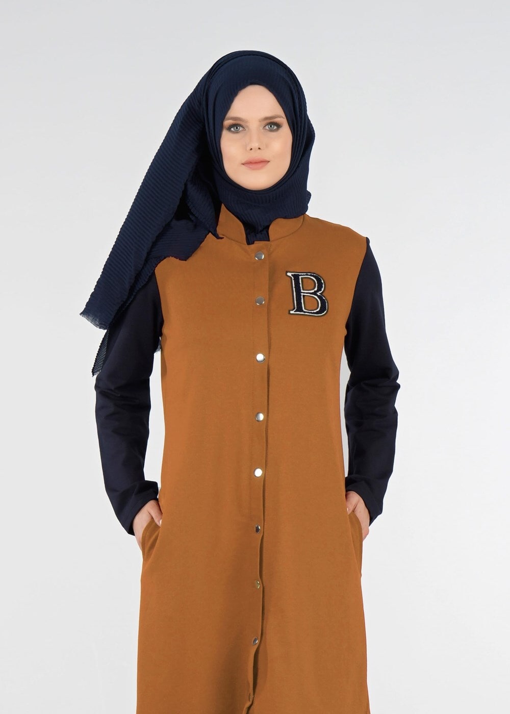 Vêtements hijab ORANGE T 3911 Önden Cıtcıtlı Spor Tesettür Ceket-Bwest