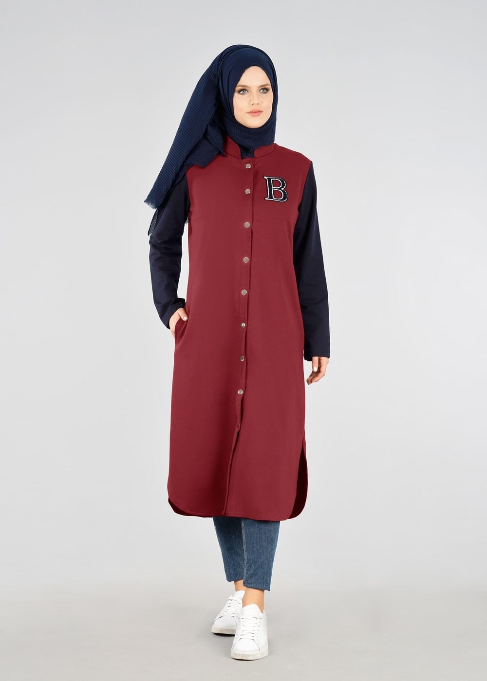 Tesettür giyim BORDO T 3911 Önden Cıtcıtlı Spor Tesettür Ceket-Bwest