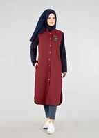 Tesettür giyim BORDO T 3911 Önden Cıtcıtlı Spor Tesettür Ceket-Bwest