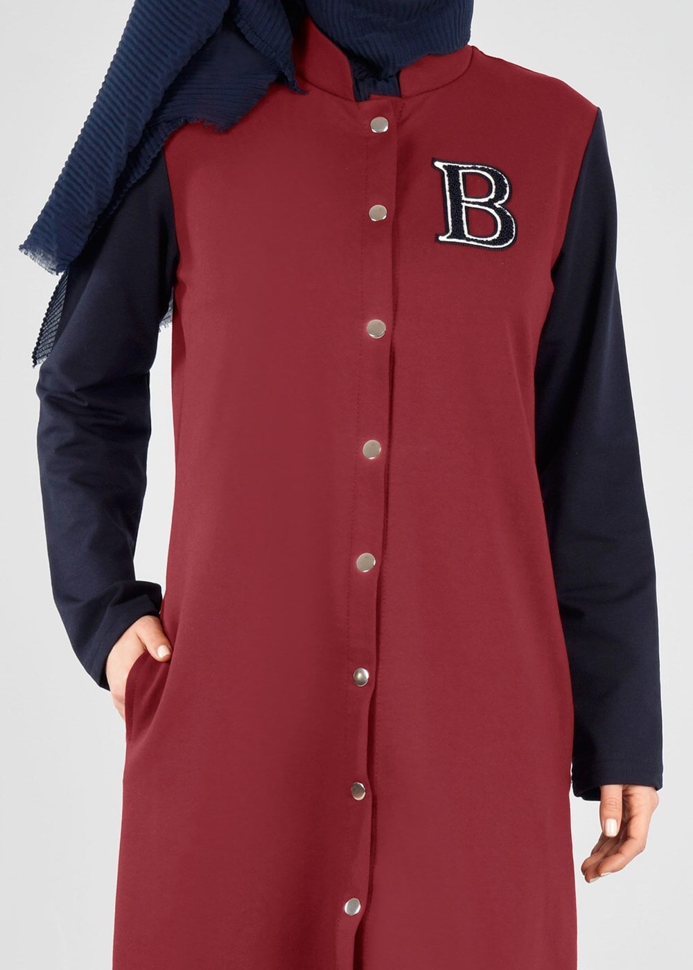 Tesettür giyim BORDO T 3911 Önden Cıtcıtlı Spor Tesettür Ceket-Bwest