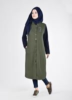 Hijab clothing KHAKI T 3911 Önden Cıtcıtlı Spor Tesettür Ceket-Bwest