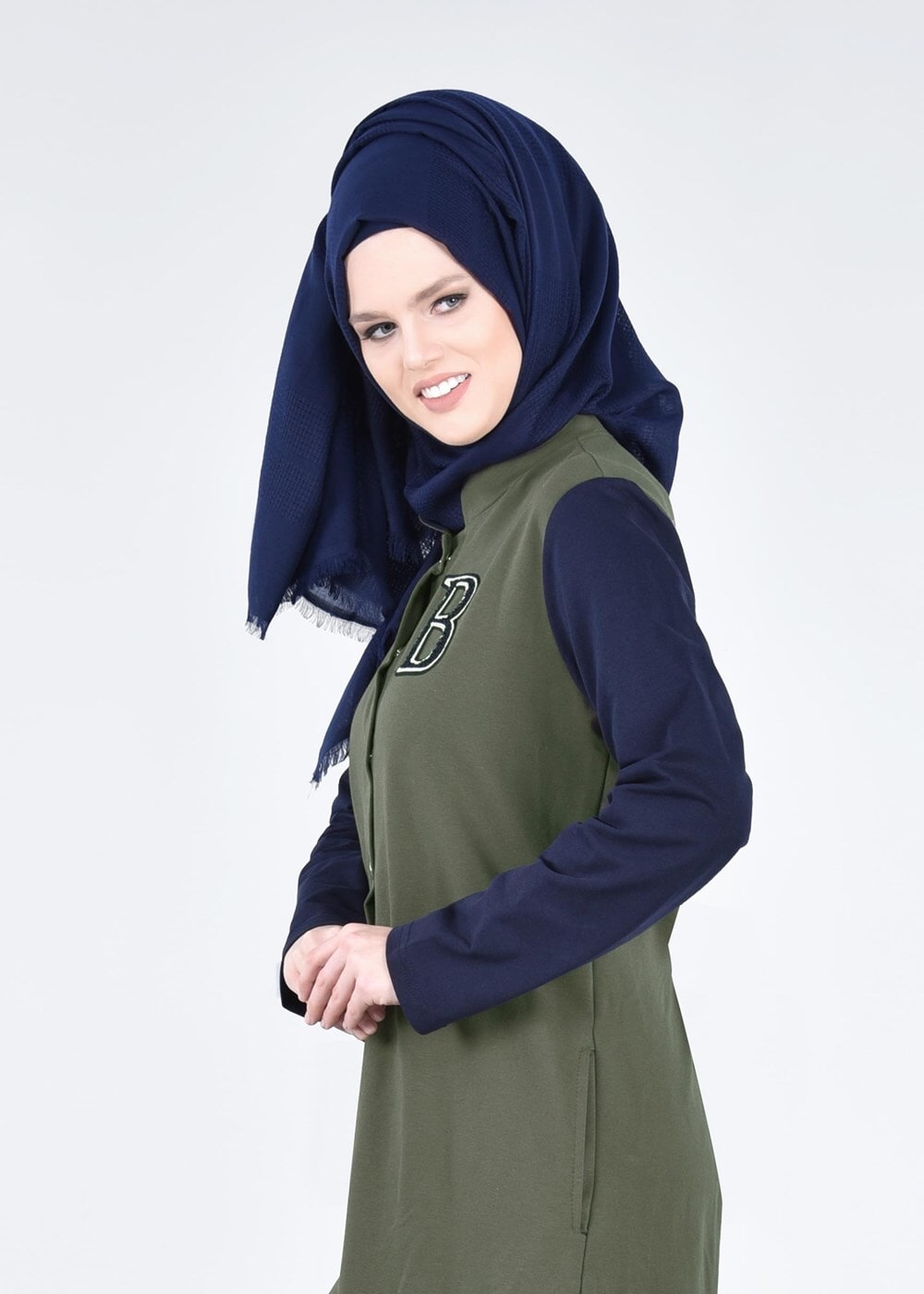 Hijab clothing KHAKI T 3911 Önden Cıtcıtlı Spor Tesettür Ceket-Bwest