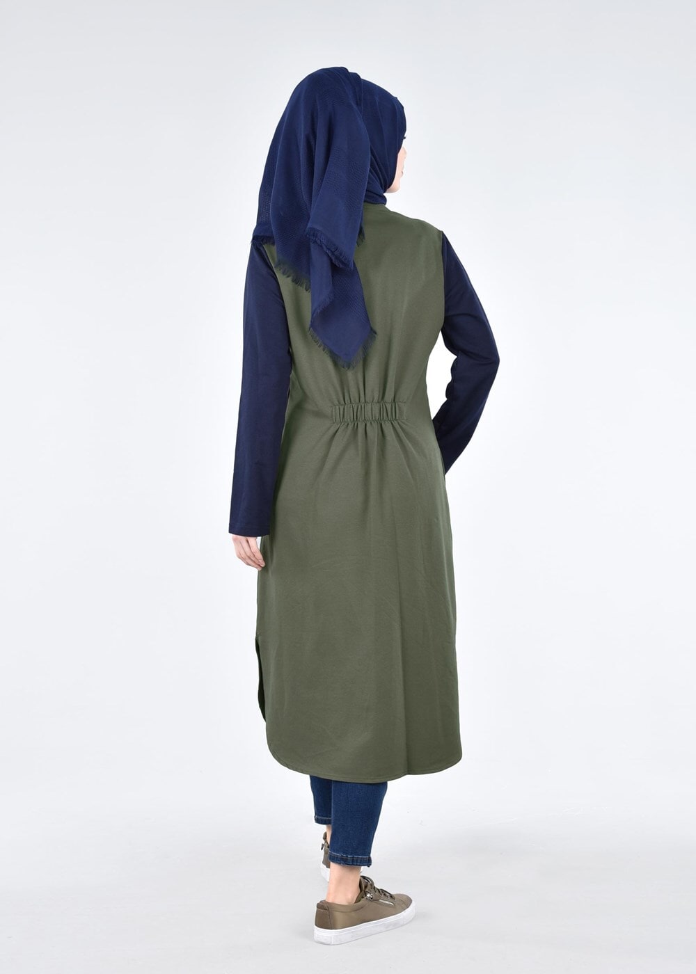 Vêtements hijab KAKI T 3911 Önden Cıtcıtlı Spor Tesettür Ceket-Bwest