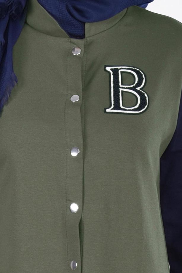 Tesettür giyim HAKİ T 3911 Önden Cıtcıtlı Spor Tesettür Ceket-Bwest - TRENDTESETTÜR