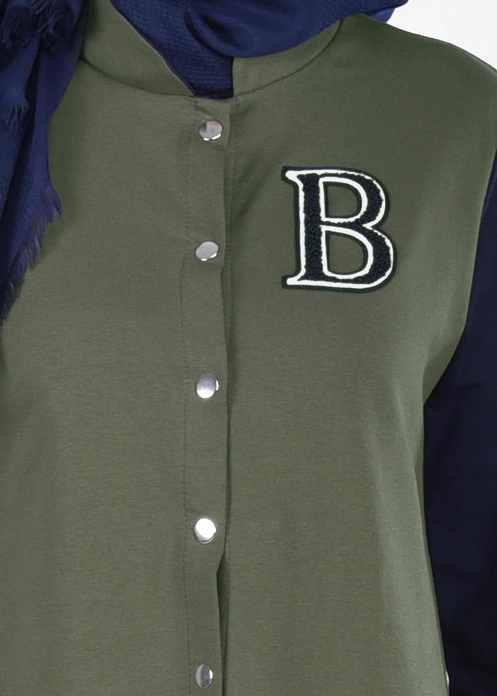 Vêtements hijab KAKI T 3911 Önden Cıtcıtlı Spor Tesettür Ceket-Bwest