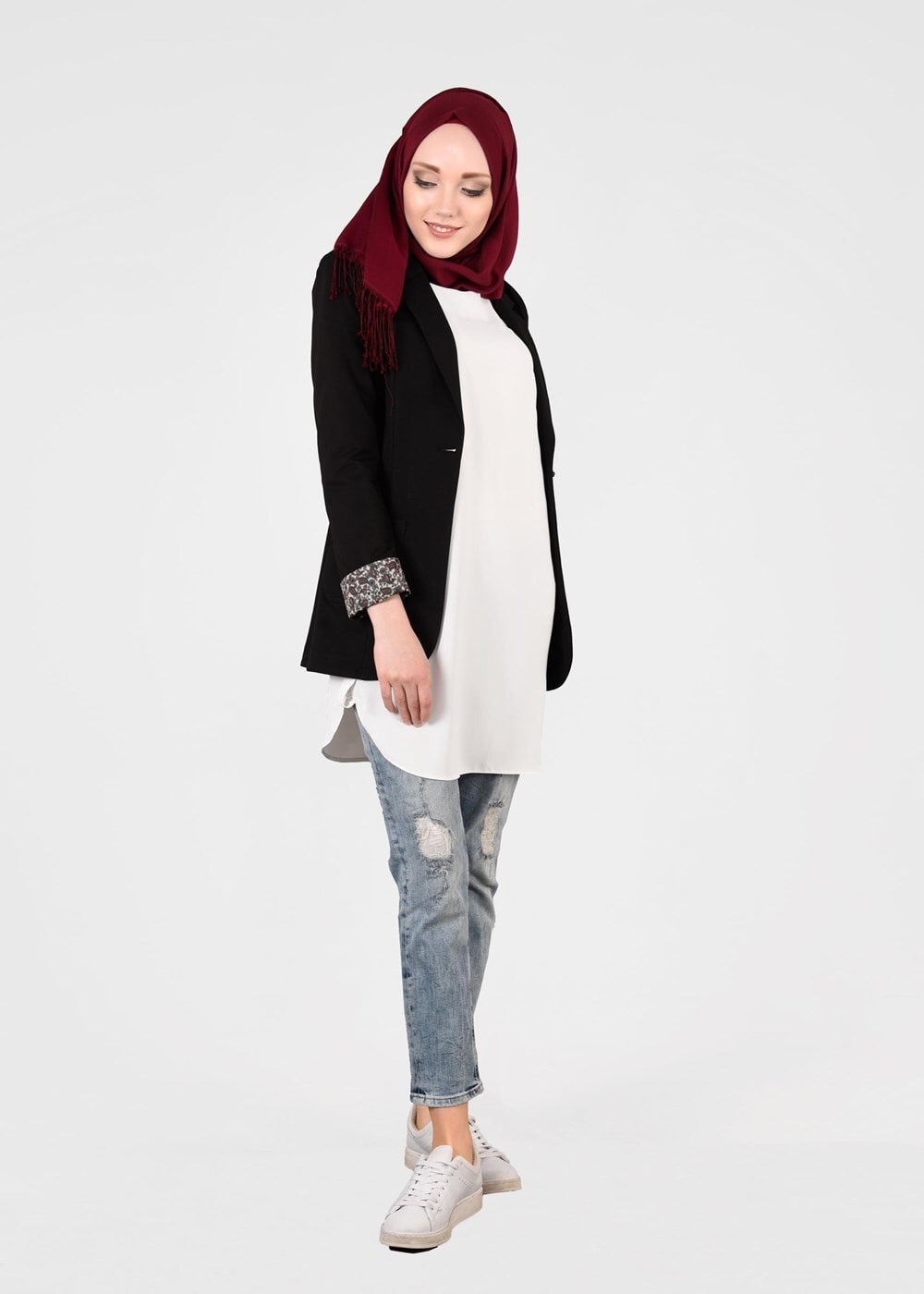 Tesettür giyim SİYAH T 4368 Hilda Ceket-Alv Fashion