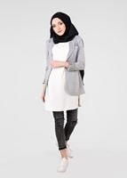 Tesettür giyim GRİ T 4368 Hilda Ceket-Alv Fashion