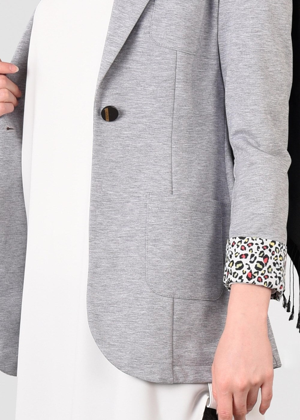 Tesettür giyim GRİ T 4368 Hilda Ceket-Alv Fashion