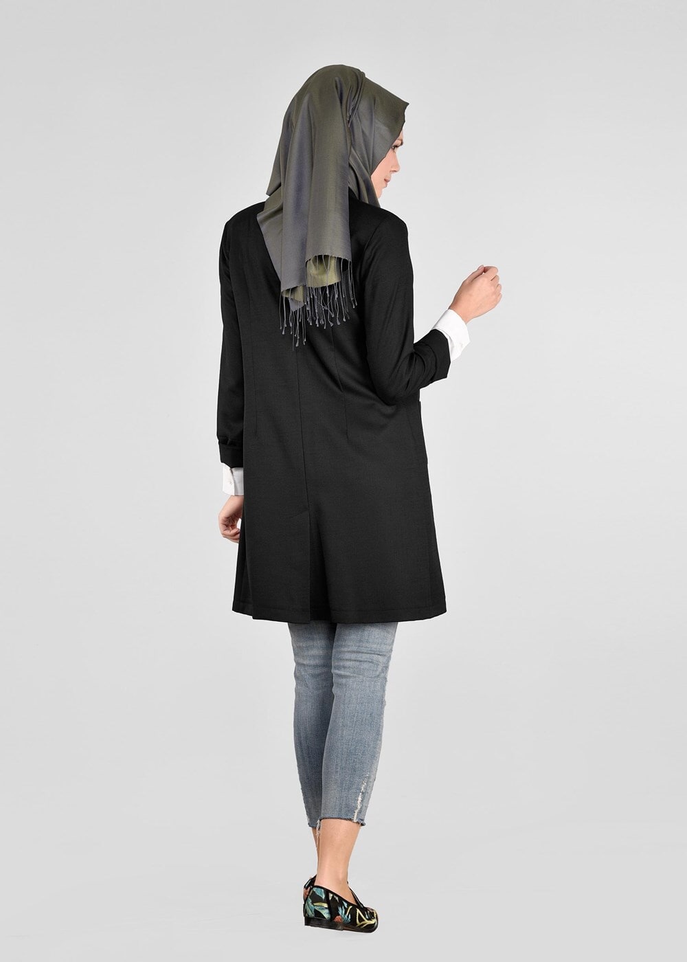 Tesettür giyim SİYAH T 4525 New Shine Tesettür Ceket -Alv Fashion